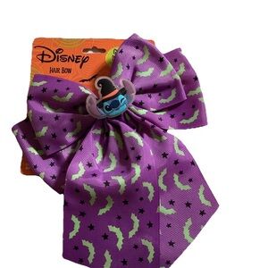 NWT‎ Disney Halloween Glow in the Dark Purple Hair Bow with Stitch and Stars